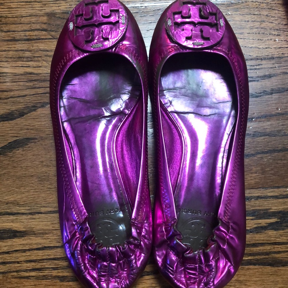 Tory Burch Hot Pink Mirror Ballet Flats 7
